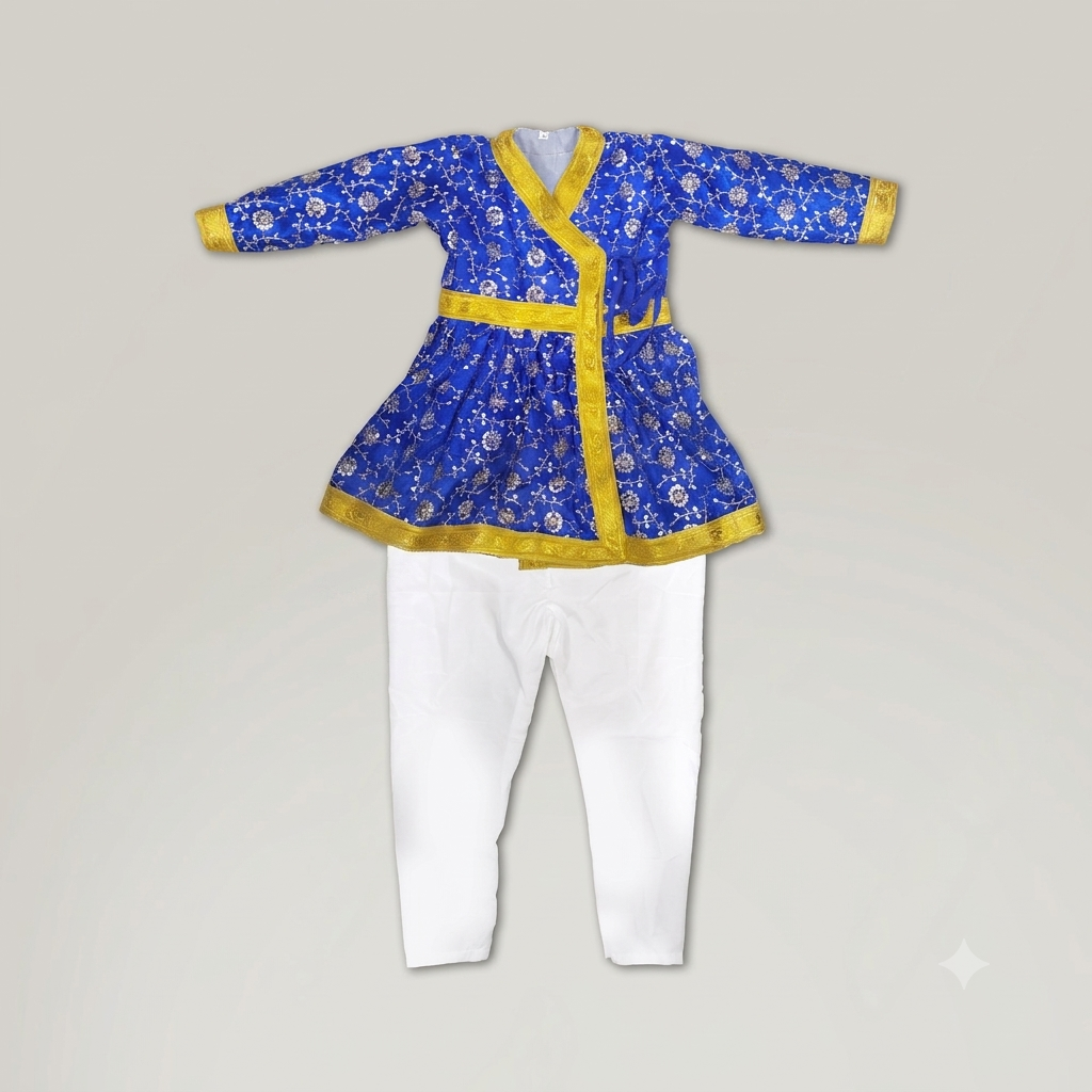 Embroidery Blue Angrakha with Pajama (God/Akabar/Marathi/ chattrapati maharaj shivaji Shivaji/Others)